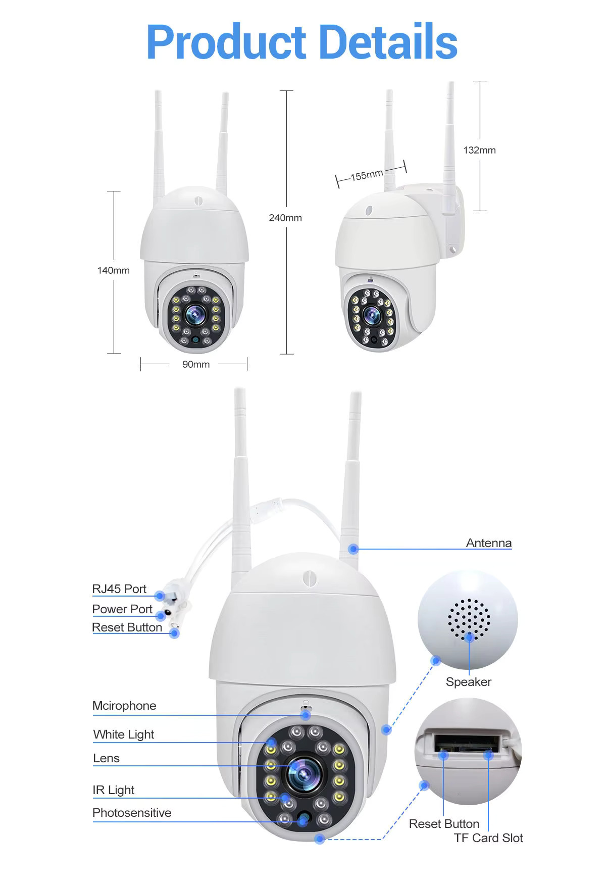 Αδιάβροχη IP Wi-Fi Κάμερα Παρακολούθησης 1080p με Ανίχνευση Κίνησης Αδιάβροχη IP Wi-Fi Κάμερα Παρακολούθησης 1080p με Ανίχνευση Κίνησης