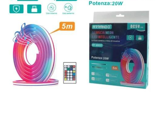 Αδιάβροχη Ταινία Νεον LED 5M Με Τηλεχειριστήριο Και Εφαρμογή Arrango Αδιάβροχη Ταινία Νεον LED 5M Με Τηλεχειριστήριο Και Εφαρμογή Arrango