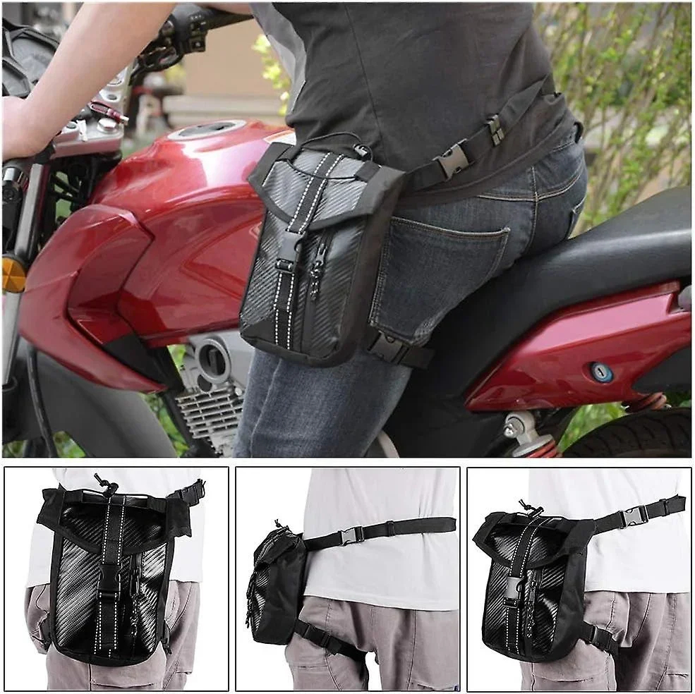 Αδιάβροχη Τσάντα Μέσης - Ποδιού για Μοτοσυκλέτα με Ιμάντα και Θήκες Carbon Μαύρη Αδιάβροχη Τσάντα Μέσης - Ποδιού για Μοτοσυκλέτα με Ιμάντα και Θήκες Carbon Μαύρη