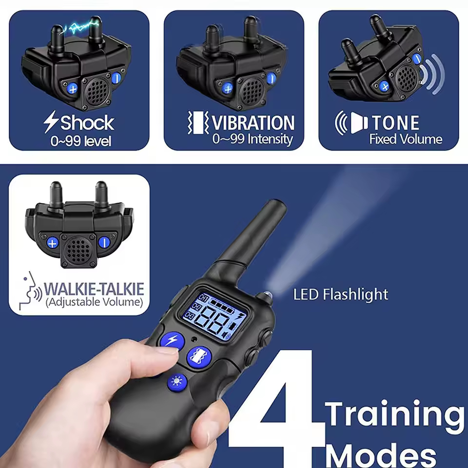 Αδιάβροχο Επαναφορτιζόμενο Ηλεκτρικό Κολάρο Εκπαίδευσης Σκύλου με 4 Λειτουργίες & Walkie Talkie με Εμβέλεια έως 2000m Αδιάβροχο Επαναφορτιζόμενο Ηλεκτρικό Κολάρο Εκπαίδευσης Σκύλου με 4 Λειτουργίες & Walkie Talkie με Εμβέλεια έως 2000m