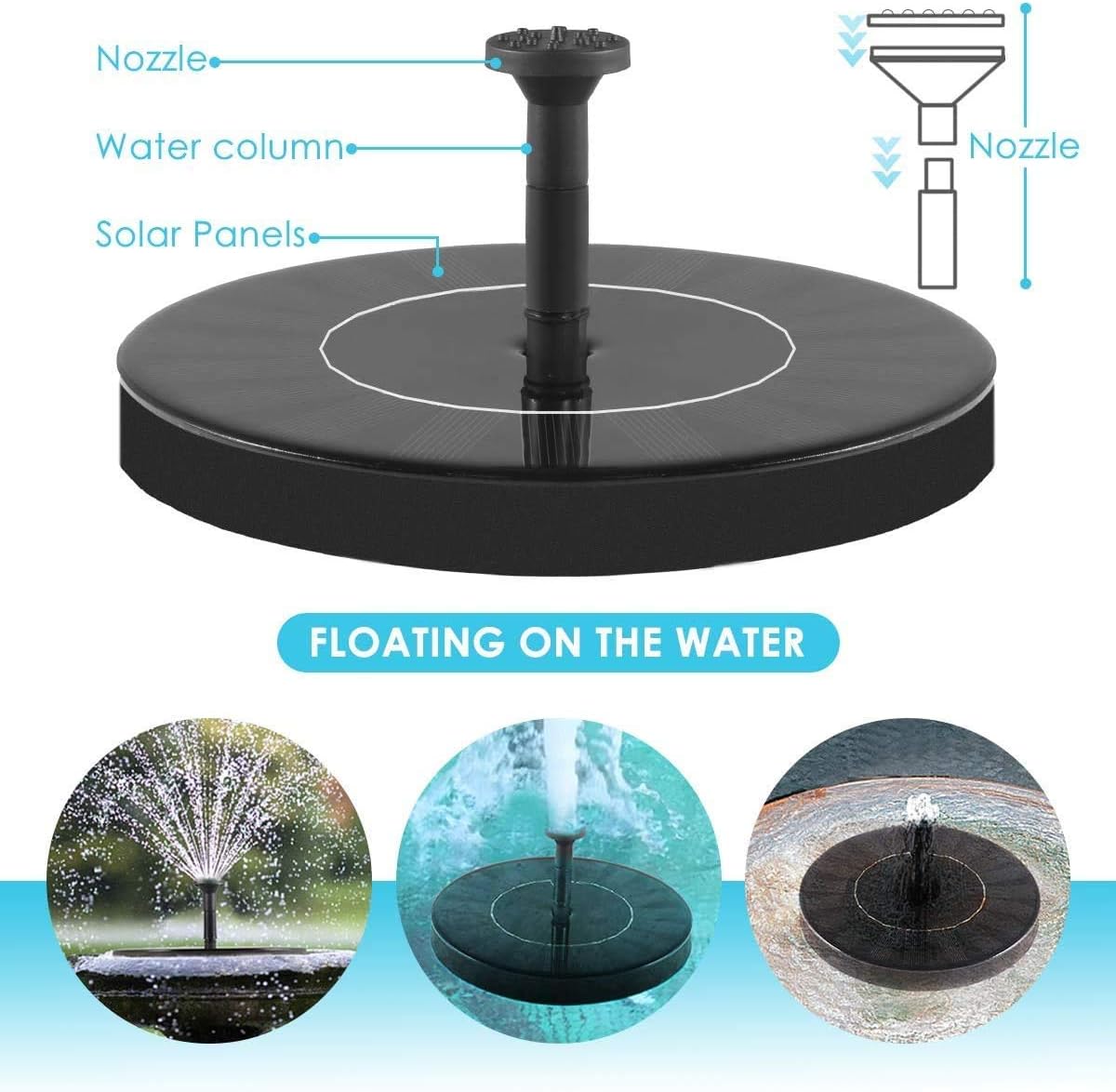 Αδιάβροχο Ηλιακό Συντριβάνι Κήπου με Διάμετρο 16 cm - Μαύρο Αδιάβροχο Ηλιακό Συντριβάνι Κήπου με Διάμετρο 16 cm - Μαύρο