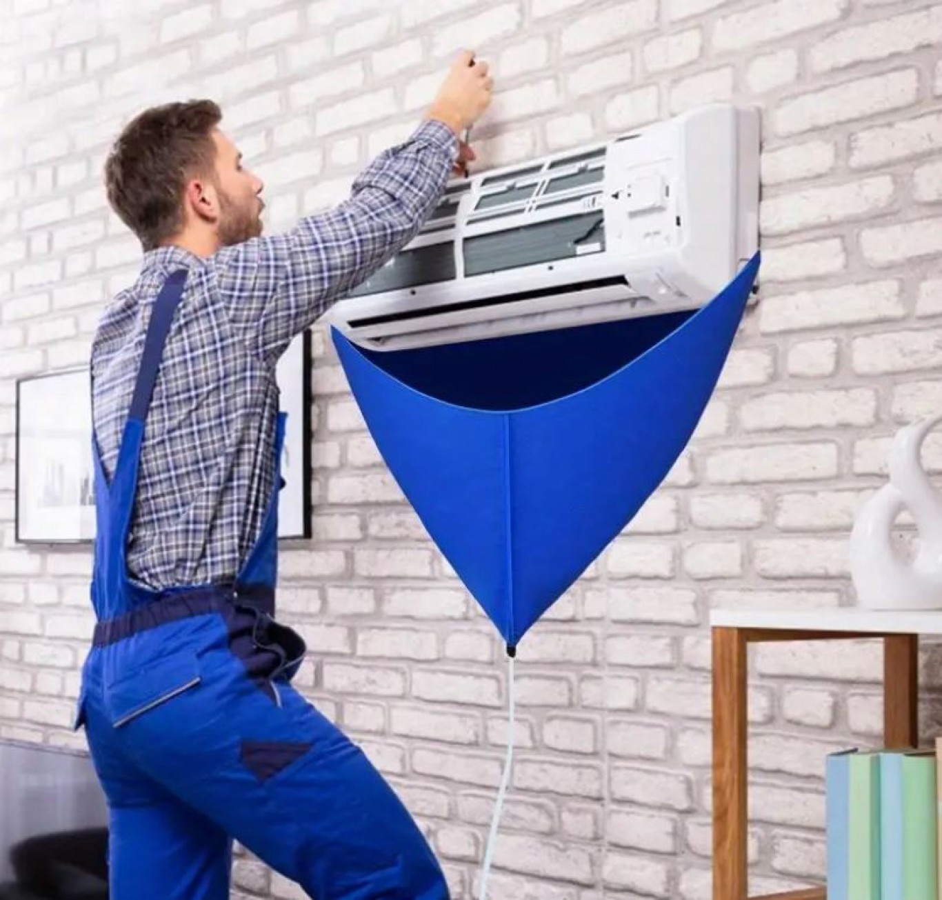 Αδιάβροχο Κάλυμμα Αποστράγγισης Νερού με Σωλήνα για Συντήρηση Μικρών Split Κλιματιστικών Μπλε Αδιάβροχο Κάλυμμα Αποστράγγισης Νερού με Σωλήνα για Συντήρηση Μικρών Split Κλιματιστικών Μπλε