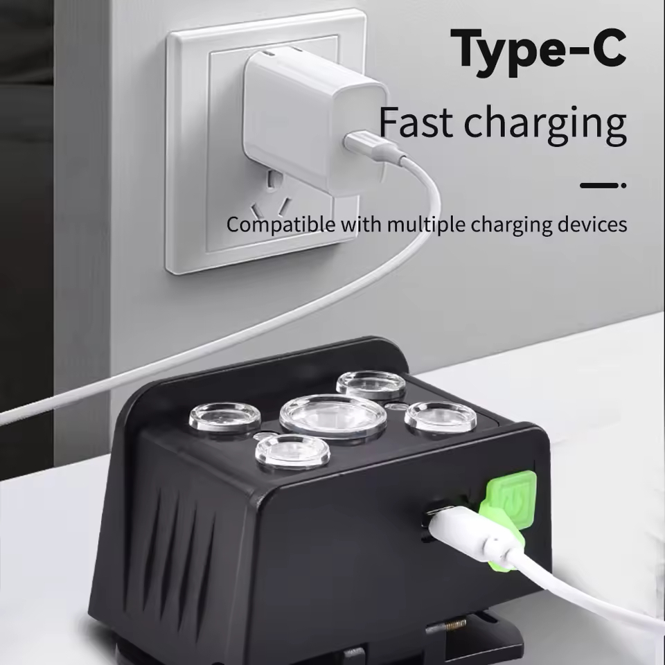 Αδιάβροχος Επαναφορτιζόμενος Φακός Κεφαλής LED με Ηλιακή Φόρτιση & USB Type-C Αδιάβροχος Επαναφορτιζόμενος Φακός Κεφαλής LED με Ηλιακή Φόρτιση & USB Type-C