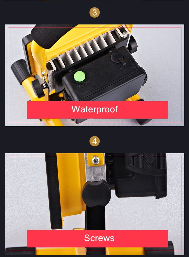 Αδιάβροχος Φορητός Επαναφορτιζόμενος Προβολέας Ψυχρού Λευκού Φωτισμού LED 30W 450 Lumens Αδιάβροχος Φορητός Επαναφορτιζόμενος Προβολέας Ψυχρού Λευκού Φωτισμού LED 30W 450 Lumens