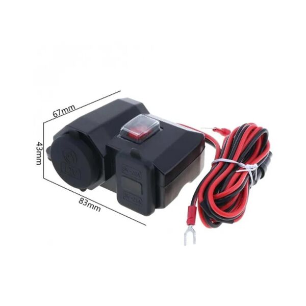 Αδιάβροχος Φορτιστής-Βολτόμετρο με Διπλή Θύρα USB για Μοτοσυκλέτα 12V Κόκκινος Αδιάβροχος Φορτιστής-Βολτόμετρο με Διπλή Θύρα USB για Μοτοσυκλέτα 12V Κόκκινος
