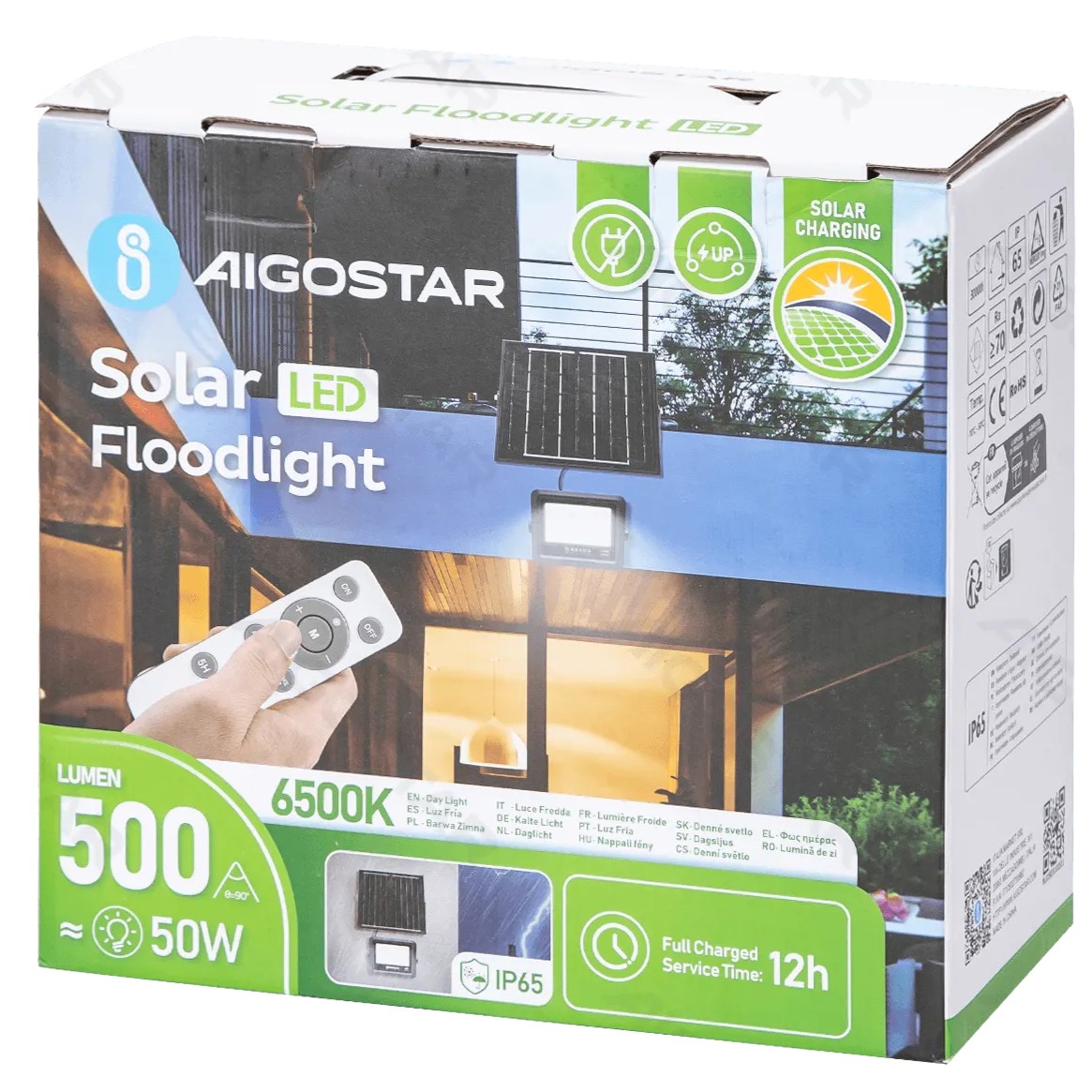 Aδιάβροχος Ηλιακός Προβολέας LED με Πάνελ 50W 500lm 6500K Aigostar Aδιάβροχος Ηλιακός Προβολέας LED με Πάνελ 50W 500lm 6500K Aigostar