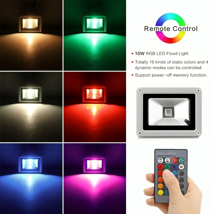Αδιάβροχος LED RGB Προβολέας 10W με Τηλεχειριστήριο - JORTAN Αδιάβροχος LED RGB Προβολέας 10W με Τηλεχειριστήριο - JORTAN