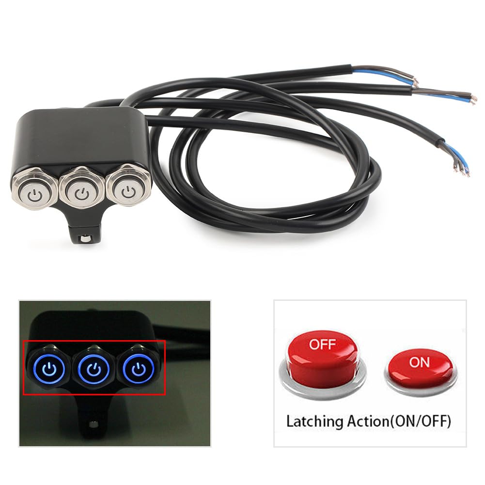 Αδιάβροχος Μεταλλικός Τριπλός Διακόπτης Τιμονιού Μοτοσυκλέτας On - Off - 22mm - Με Μπλε Χρώμα Αδιάβροχος Μεταλλικός Τριπλός Διακόπτης Τιμονιού Μοτοσυκλέτας On - Off - 22mm - Με Μπλε Χρώμα