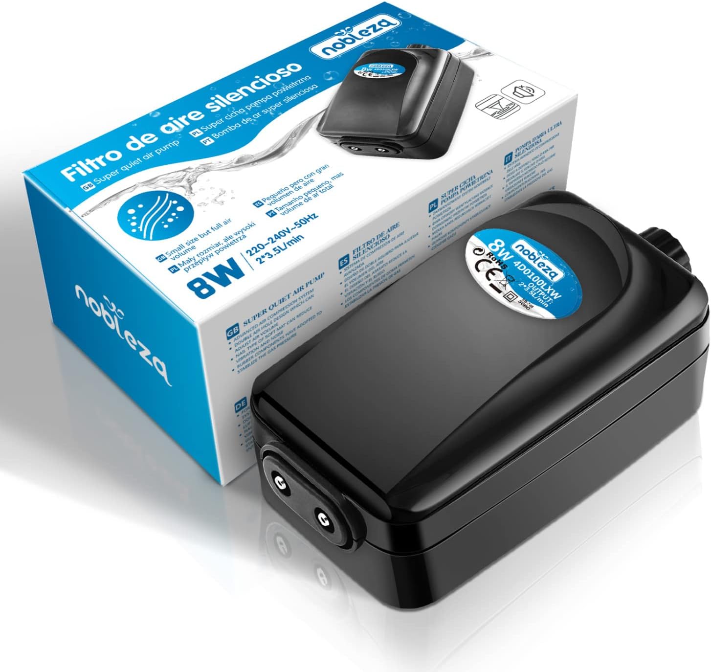 Αεραντλία - Οξυγονωτής Ενυδρείου 8W με 2 Εξόδους Αέρα - Nobleza Αεραντλία - Οξυγονωτής Ενυδρείου 8W με 2 Εξόδους Αέρα - Nobleza