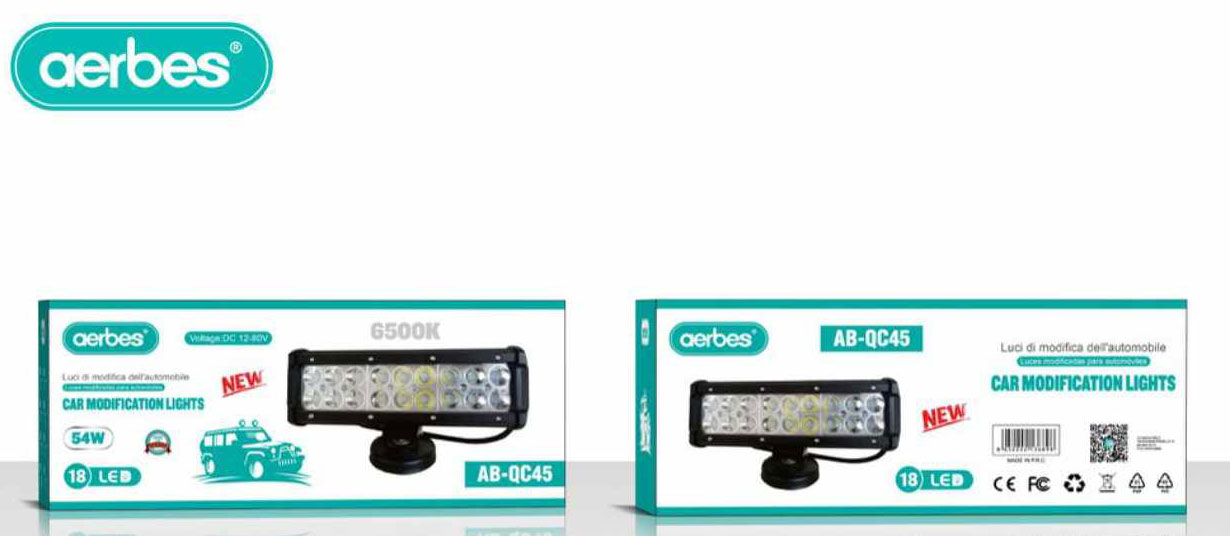 AERBES Αδιάβροχος Προβολέας για Αυτοκίνητα, Φορτηγά, Τρακτέρ και Σκάφη 18LED 54W 6500K AB-QC45 AERBES Αδιάβροχος Προβολέας για Αυτοκίνητα, Φορτηγά, Τρακτέρ και Σκάφη 18LED 54W 6500K AB-QC45