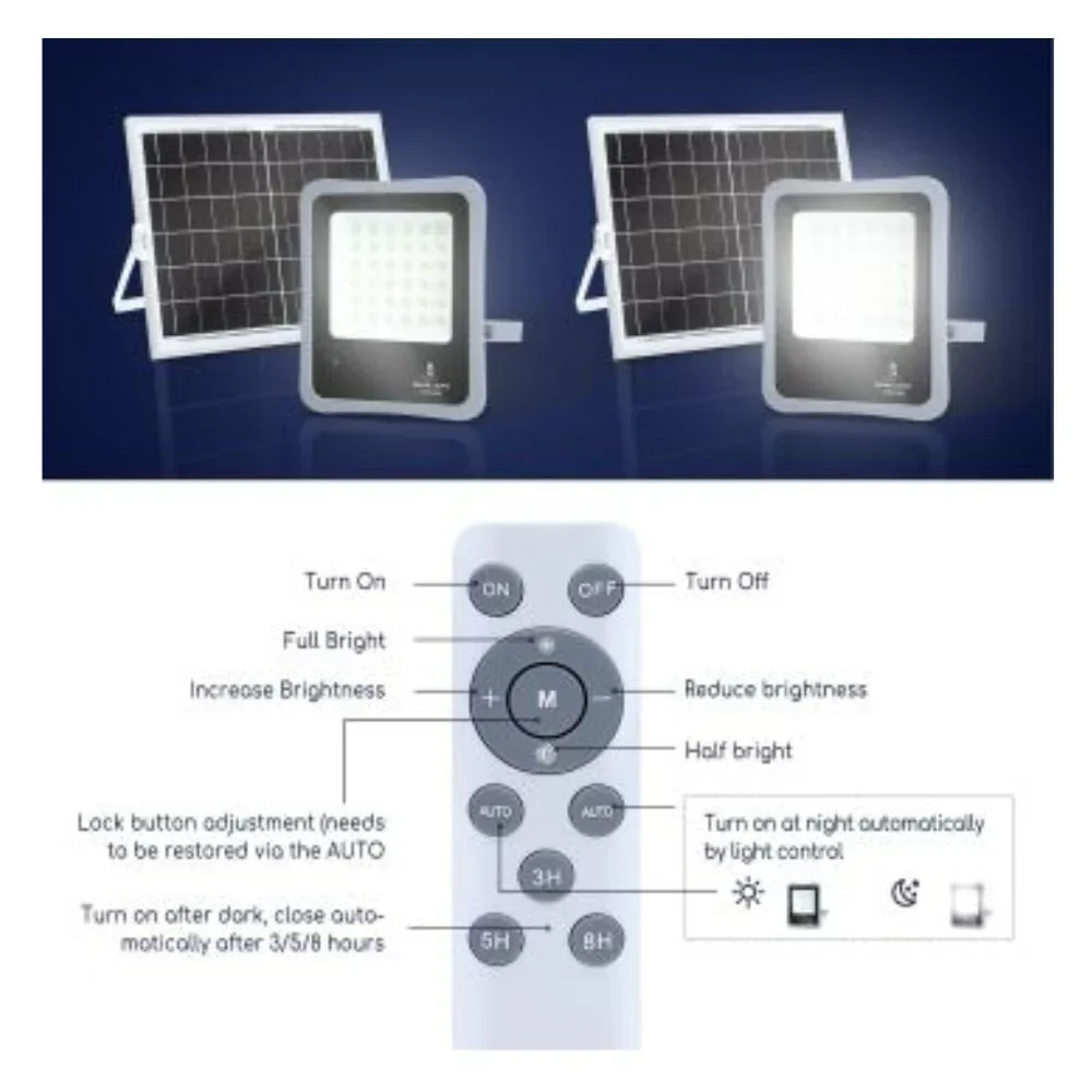 Aigostar Αδιάβροχος Ηλιακός Προβολέας Dimmable LED 100W Ψυχρό Λευκό 3,2V IP65 με Ενσωματωμένη Μπαταρία και Τηλεχειριστήριο Aigostar Αδιάβροχος Ηλιακός Προβολέας Dimmable LED 100W Ψυχρό Λευκό 3,2V IP65 με Ενσωματωμένη Μπαταρία και Τηλεχειριστήριο