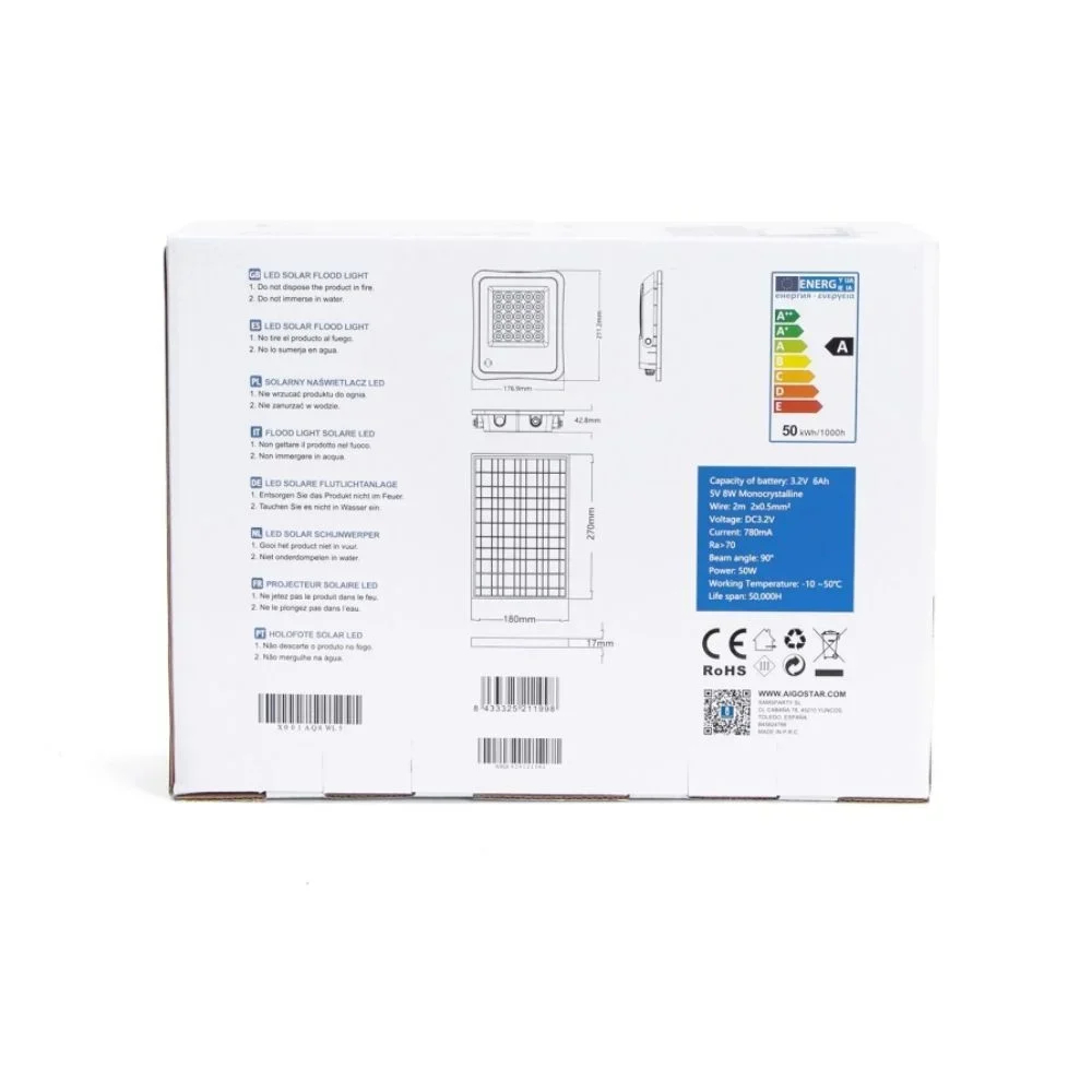 Aigostar Αδιάβροχος Ηλιακός Προβολέας Dimmable LED 50W Ψυχρό Λευκό 3,2V IP65 με Ενσωματωμένη Μπαταρία και Τηλεχειριστήριο Aigostar Αδιάβροχος Ηλιακός Προβολέας Dimmable LED 50W Ψυχρό Λευκό 3,2V IP65 με Ενσωματωμένη Μπαταρία και Τηλεχειριστήριο