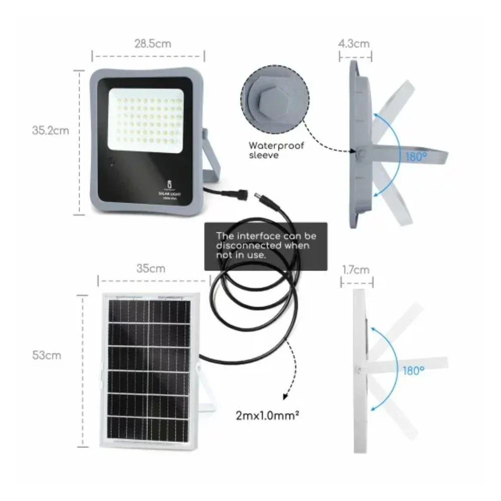 Aigostar Αδιάβροχος Ηλιακός Προβολέας LED 300W Ψυχρό Λευκό 6500K με Τηλεχειριστήριο και Ενσωματωμένη Μπαταρία Aigostar Αδιάβροχος Ηλιακός Προβολέας LED 300W Ψυχρό Λευκό 6500K με Τηλεχειριστήριο και Ενσωματωμένη Μπαταρία