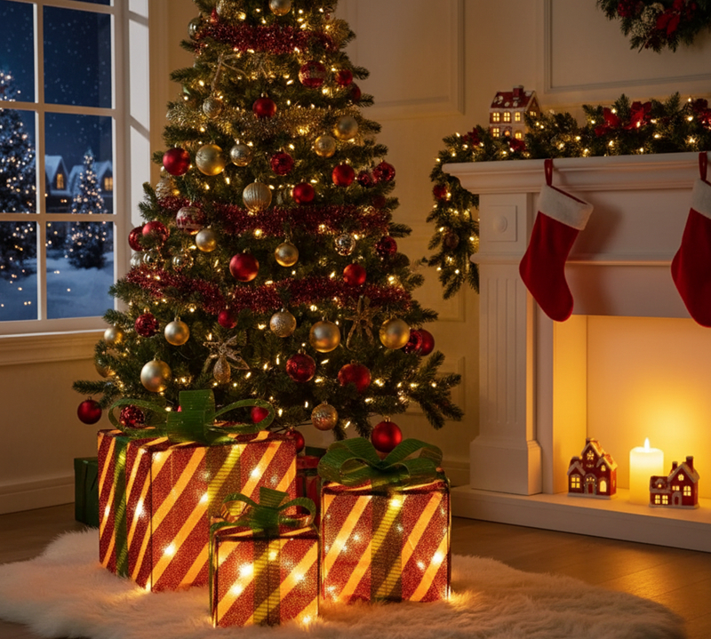 Aigostar Σετ 3 τμχ Χριστουγεννιάτικα Διακοσμητικά Φωτιζόμενα Κουτιά Δώρου με 75LED, IP44 - 30, 25 & 20cm Aigostar Σετ 3 τμχ Χριστουγεννιάτικα Διακοσμητικά Φωτιζόμενα Κουτιά Δώρου με 75LED, IP44 - 30, 25 & 20cm