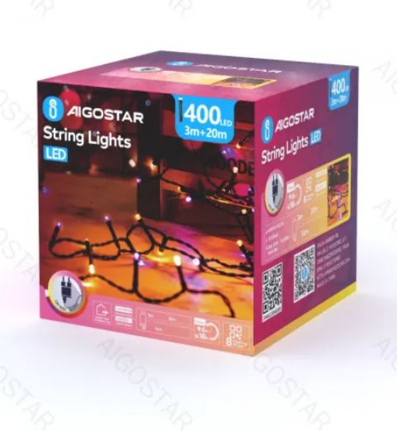 Aigostar Χριστουγεννιάτικα 400 LED Λαμπάκια Ροζ Φωτισμού - 20m με 8 Διαφορετικά Προγράμματα Φωτισμού Aigostar Χριστουγεννιάτικα 400 LED Λαμπάκια Ροζ Φωτισμού - 20m με 8 Διαφορετικά Προγράμματα Φωτισμού
