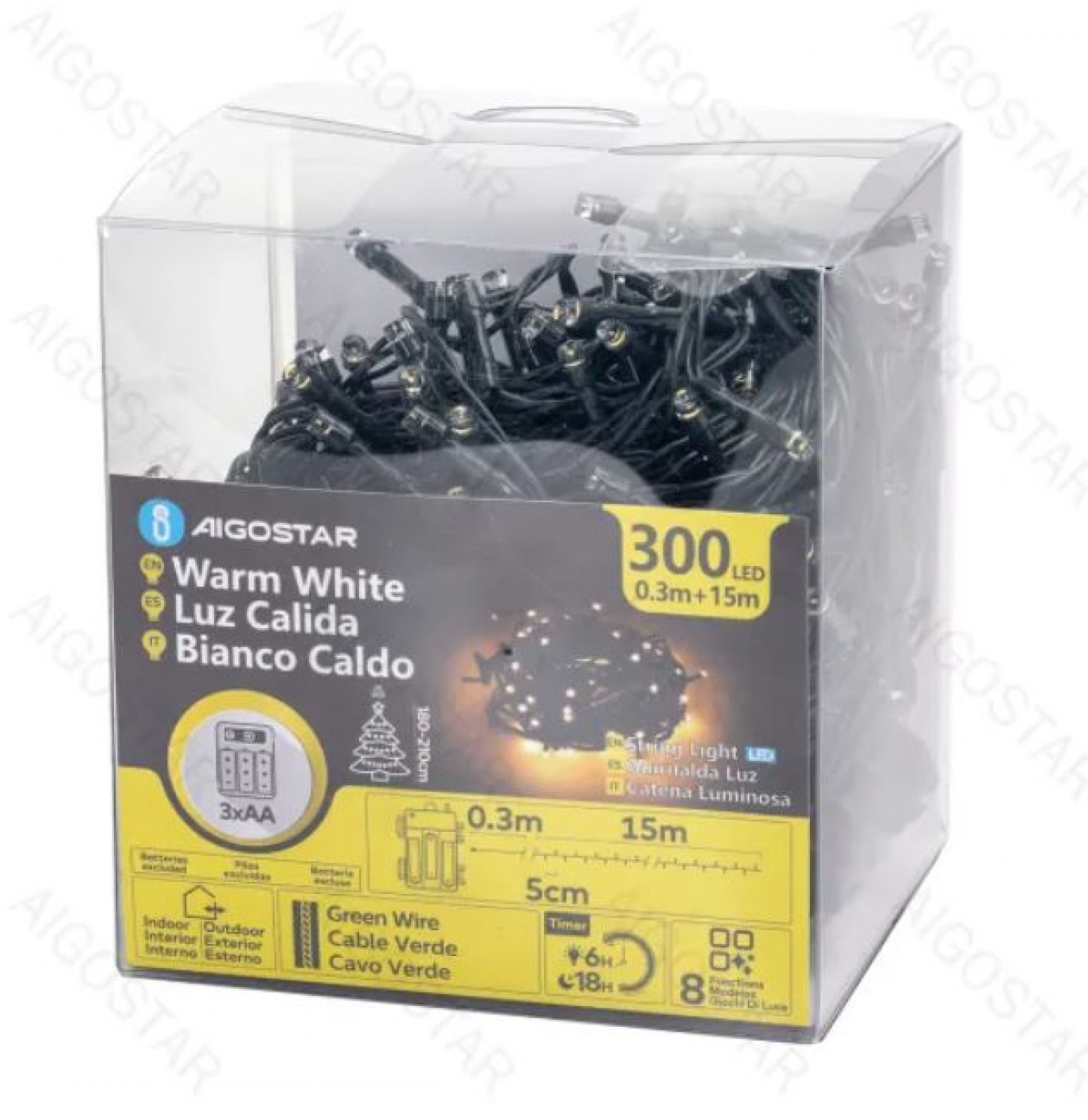 Χριστουγεννιάτικα Λαμπάκια Μπαταρίας με Πράσινο Καλώδιο 15m με Θερμό Φωτισμό και 8 Προγράμματα Λειτουργίας Χριστουγεννιάτικα Λαμπάκια Μπαταρίας με Πράσινο Καλώδιο 15m με Θερμό Φωτισμό και 8 Προγράμματα Λειτουργίας