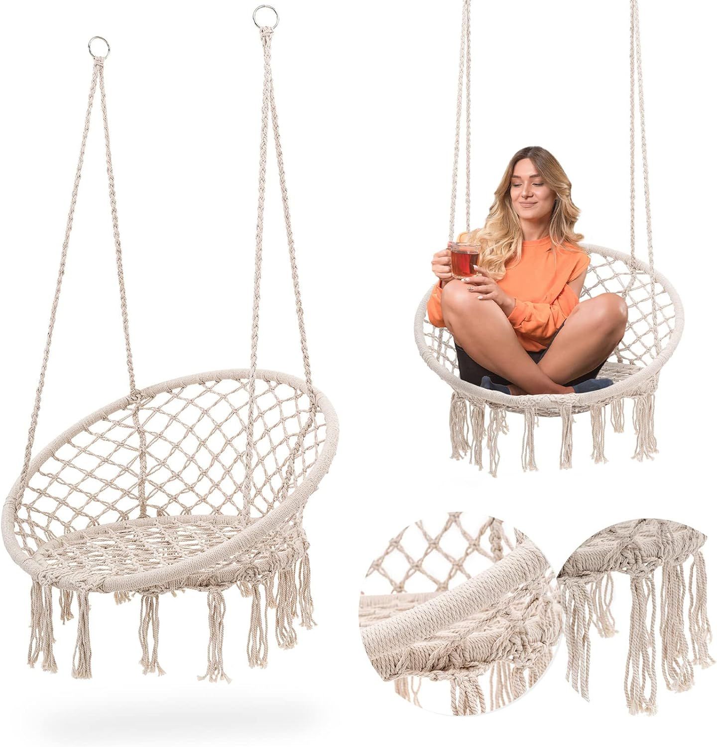 Αιώρα Κρεμαστή Πολυθρόνα Εως 110kg 80x60x145cm - Άσπρο Αιώρα Κρεμαστή Πολυθρόνα Εως 110kg 80x60x145cm - Άσπρο