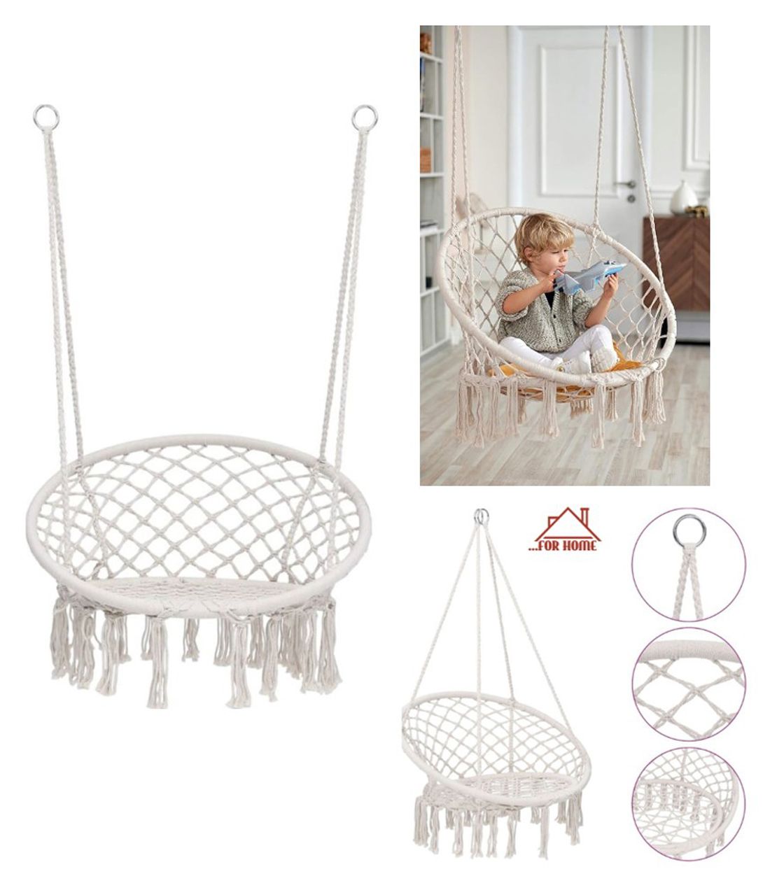 Αιώρα Κρεμαστή Πολυθρόνα Εως 110kg 80x60x145cm - Άσπρο Αιώρα Κρεμαστή Πολυθρόνα Εως 110kg 80x60x145cm - Άσπρο