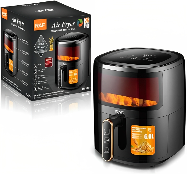 Air Fryer 6L 1500W - Το Υγιεινό & Νόστιμο Τηγανητό - Ηλεκτρική Φριτέζα Αέρα με Ψηφιακό Πάνελ - Οθόνη Αφής - RAF Air Fryer 6L 1500W - Το Υγιεινό & Νόστιμο Τηγανητό - Ηλεκτρική Φριτέζα Αέρα με Ψηφιακό Πάνελ - Οθόνη Αφής - RAF