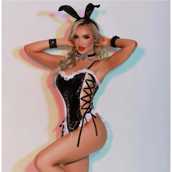 Αισθησιακό Bunny Lingerie Κορμάκι με Δαντέλα Αισθησιακό Bunny Lingerie Κορμάκι με Δαντέλα