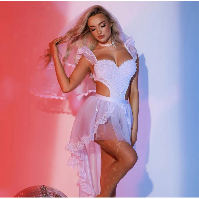 Αισθησιακό Νυφικό Σετ Lingerie με Τούλι & Πέπλο Αισθησιακό Νυφικό Σετ Lingerie με Τούλι & Πέπλο