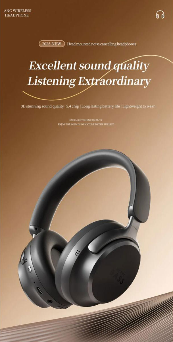 Ακουστικά Ασύρματα Bluetooth 5.4 με Ενεργή απομόνωση εξωτερικών ήχων ΑNC & Ενισχυμένο Μπάσο BASS-100 σε Διάφορα Χρώματα Ακουστικά Ασύρματα Bluetooth 5.4 με Ενεργή απομόνωση εξωτερικών ήχων ΑNC & Ενισχυμένο Μπάσο BASS-100 σε Διάφορα Χρώματα