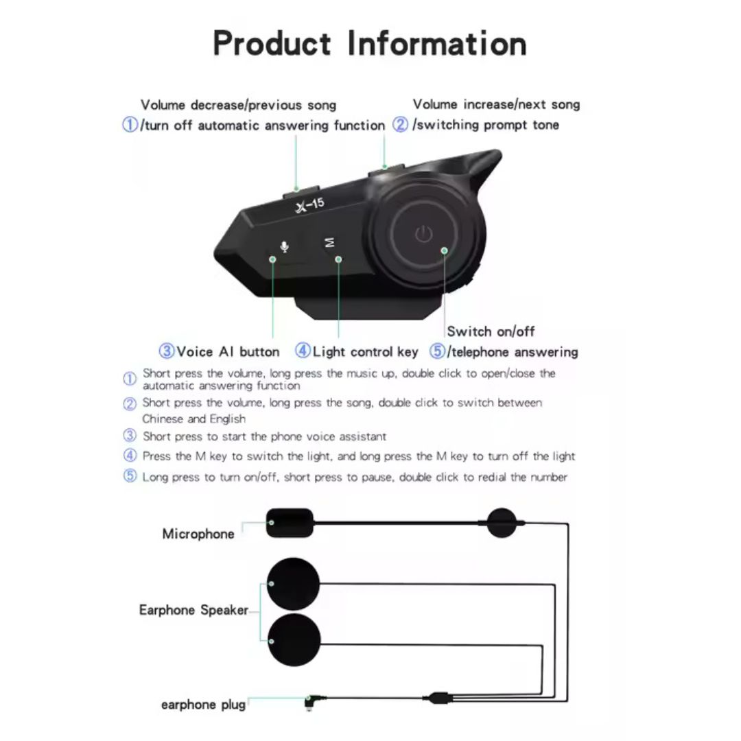 Ακουστικό για Κράνος Μηχανής Wireless Earphone Bluetooth 5.2 Ακουστικό για Κράνος Μηχανής Wireless Earphone Bluetooth 5.2