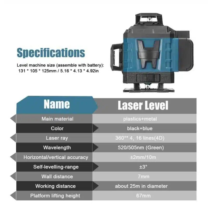 Αλφάδι Laser 4D 16 Γραμμών Πράσινης Δέσμης Max Light – Αυτορρυθμιζόμενο, Αδιάβροχο IP54 με 2 Μπαταρίες Λιθίου Αλφάδι Laser 4D 16 Γραμμών Πράσινης Δέσμης Max Light – Αυτορρυθμιζόμενο, Αδιάβροχο IP54 με 2 Μπαταρίες Λιθίου