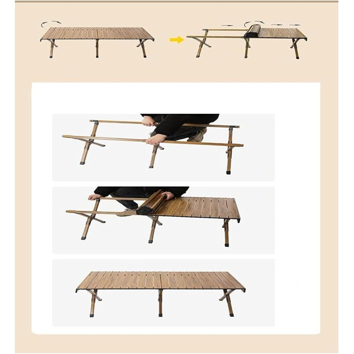Αναδιπλούμενο Φορητό Τραπέζι Camping με Ξύλινη Όψη - 120x60x45cm Αναδιπλούμενο Φορητό Τραπέζι Camping με Ξύλινη Όψη - 120x60x45cm