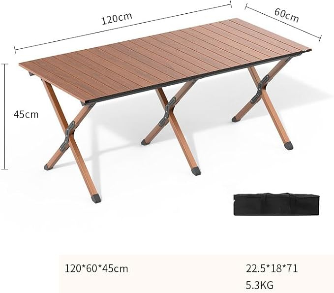 Αναδιπλούμενο Φορητό Τραπέζι Camping με Ξύλινη Όψη - 120x60x45cm Αναδιπλούμενο Φορητό Τραπέζι Camping με Ξύλινη Όψη - 120x60x45cm