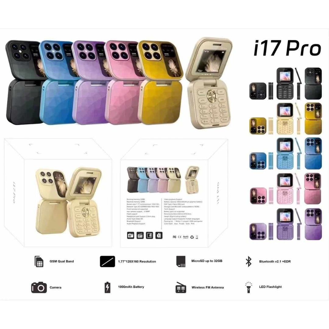 Αναδιπλούμενο Κινητό Τηλέφωνο i17 Pro με 2 Κάρτες Sim, Bluetooth & Κάμερα 0.08MP Αναδιπλούμενο Κινητό Τηλέφωνο i17 Pro με 2 Κάρτες Sim, Bluetooth & Κάμερα 0.08MP