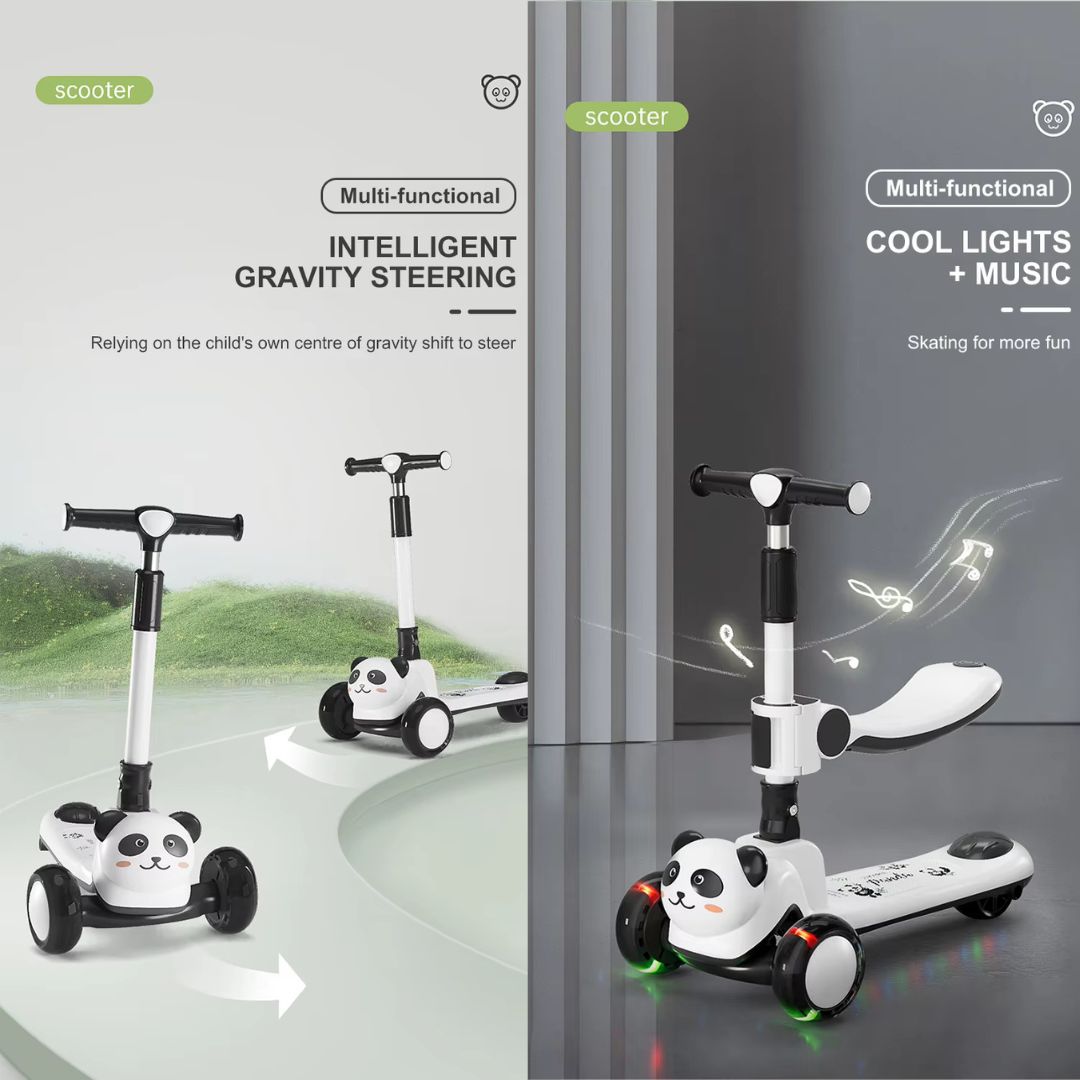 Αναδιπλούμενο Παιδικό Πατίνι με Κάθισμα, Μουσική και RGB Φωτισμό - Panda Αναδιπλούμενο Παιδικό Πατίνι με Κάθισμα, Μουσική και RGB Φωτισμό - Panda