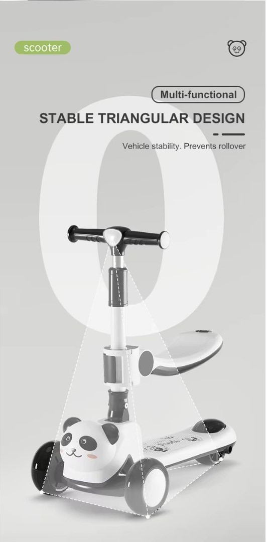 Αναδιπλούμενο Παιδικό Πατίνι με Κάθισμα, Μουσική και RGB Φωτισμό - Panda Αναδιπλούμενο Παιδικό Πατίνι με Κάθισμα, Μουσική και RGB Φωτισμό - Panda