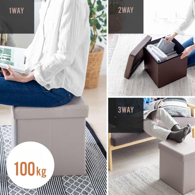 Αναδιπλούμενο Σκαμπό Δερματίνης με Αποθηκευτικό Χώρο 38x38x38cm Αναδιπλούμενο Σκαμπό Δερματίνης με Αποθηκευτικό Χώρο 38x38x38cm