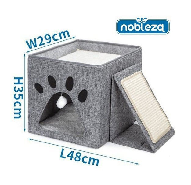 Αναδιπλούμενο Σπιτάκι Γάτας με Κρεμαστό Παιχνίδι & Ονυχοδρόμιο 48 x 29 x 35cm Nobleza Αναδιπλούμενο Σπιτάκι Γάτας με Κρεμαστό Παιχνίδι & Ονυχοδρόμιο 48 x 29 x 35cm Nobleza