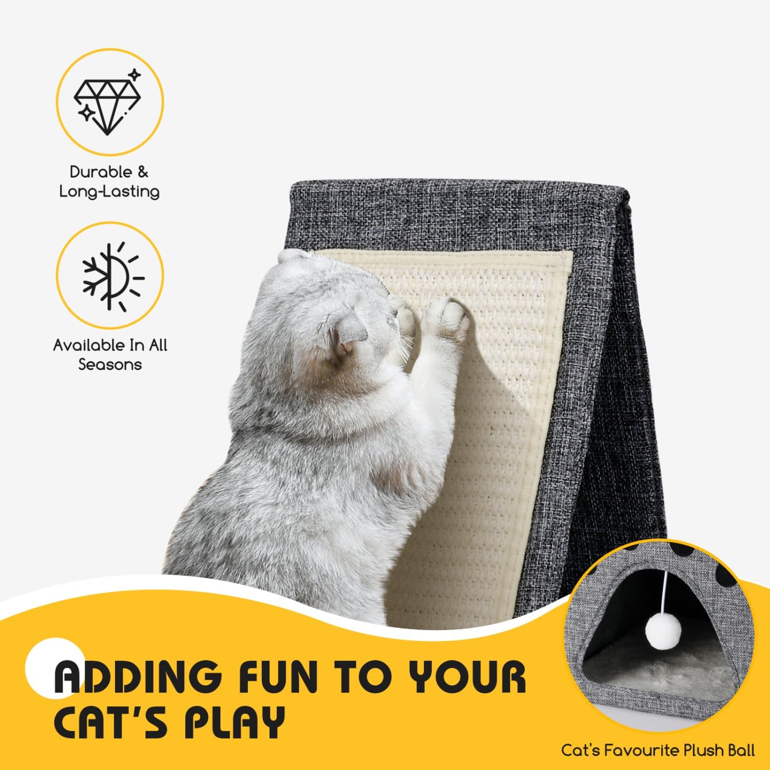 Αναδιπλούμενο Σπιτάκι Γάτας με Κρεμαστό Παιχνίδι & Ονυχοδρόμιο 48 x 29 x 35cm Nobleza Αναδιπλούμενο Σπιτάκι Γάτας με Κρεμαστό Παιχνίδι & Ονυχοδρόμιο 48 x 29 x 35cm Nobleza