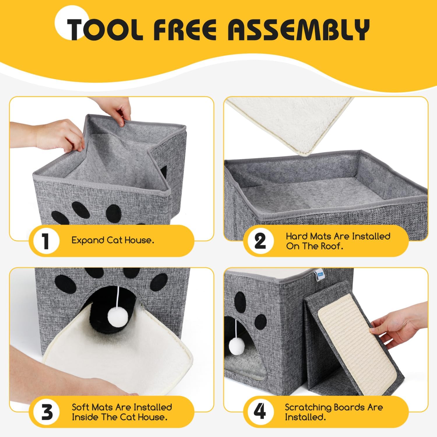 Αναδιπλούμενο Σπιτάκι Γάτας με Κρεμαστό Παιχνίδι & Ονυχοδρόμιο 48 x 29 x 35cm Nobleza Αναδιπλούμενο Σπιτάκι Γάτας με Κρεμαστό Παιχνίδι & Ονυχοδρόμιο 48 x 29 x 35cm Nobleza