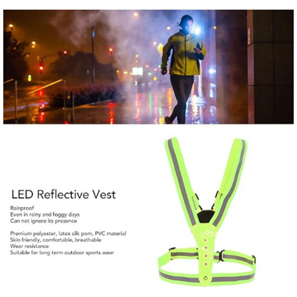 Ανακλαστικό Γιλέκο Ασφαλείας με Ρυθμιζόμενες Τιράντες και 8 Φώτα LED Ανακλαστικό Γιλέκο Ασφαλείας με Ρυθμιζόμενες Τιράντες και 8 Φώτα LED