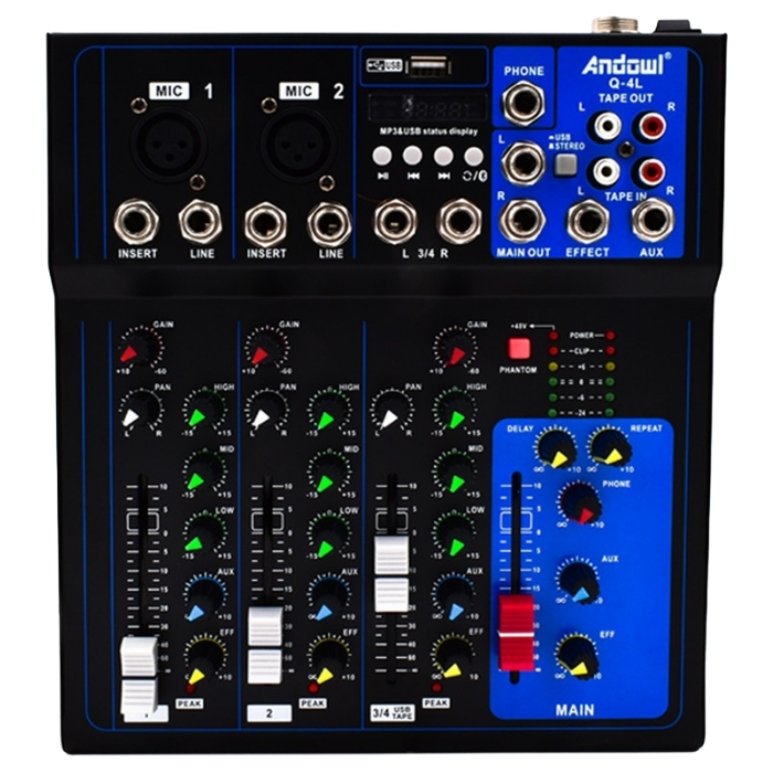 Αναλογική Κονσόλα 4 Καναλιών με Phantom Power & Bluetooth - Andowl Αναλογική Κονσόλα 4 Καναλιών με Phantom Power & Bluetooth - Andowl