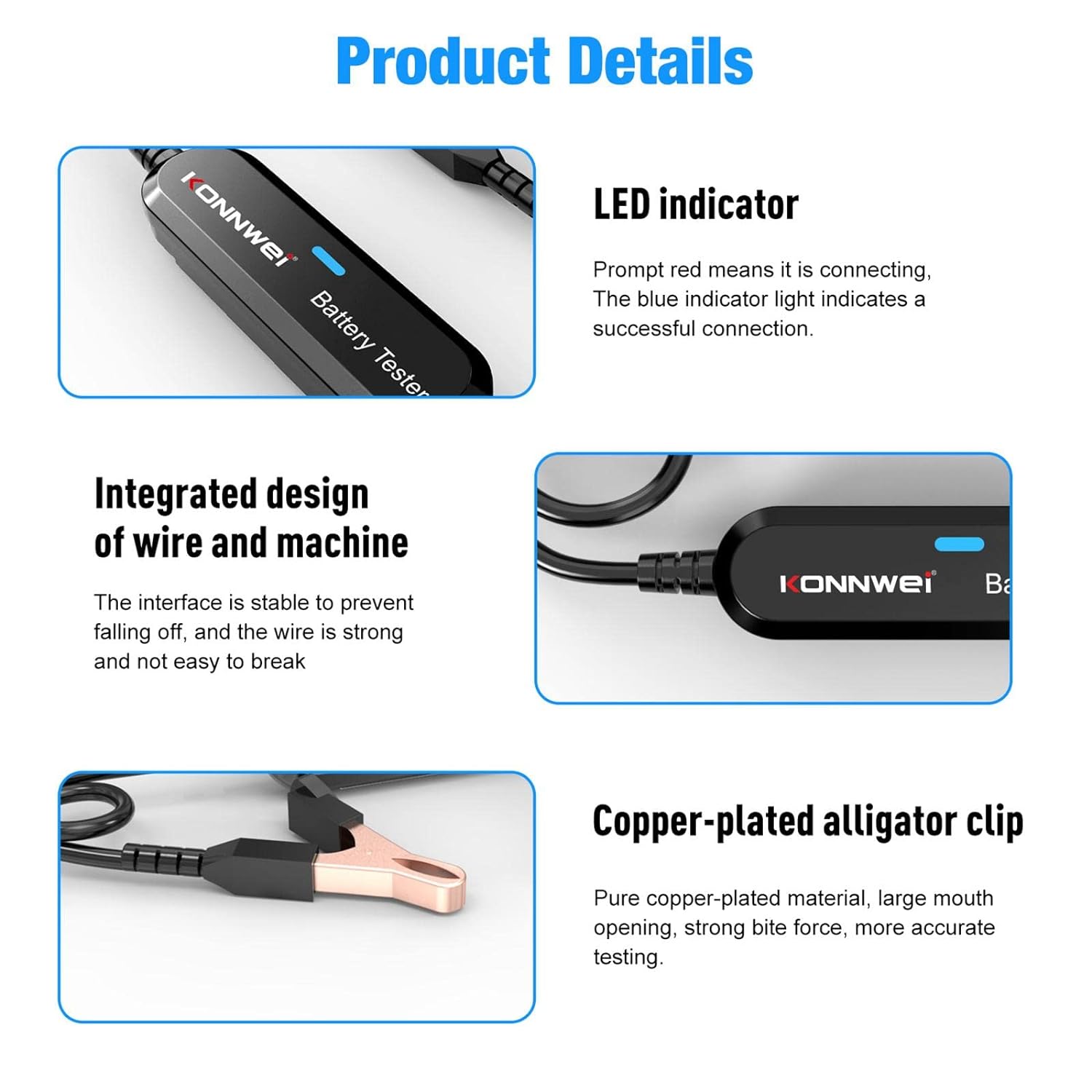 Αναλογικό Διαγνωστικό Μπαταριών - Automotive Battery Tester με Κροκοδειλάκια και Bluetooth για iOS ή Android Konnwei Αναλογικό Διαγνωστικό Μπαταριών - Automotive Battery Tester με Κροκοδειλάκια και Bluetooth για iOS ή Android Konnwei