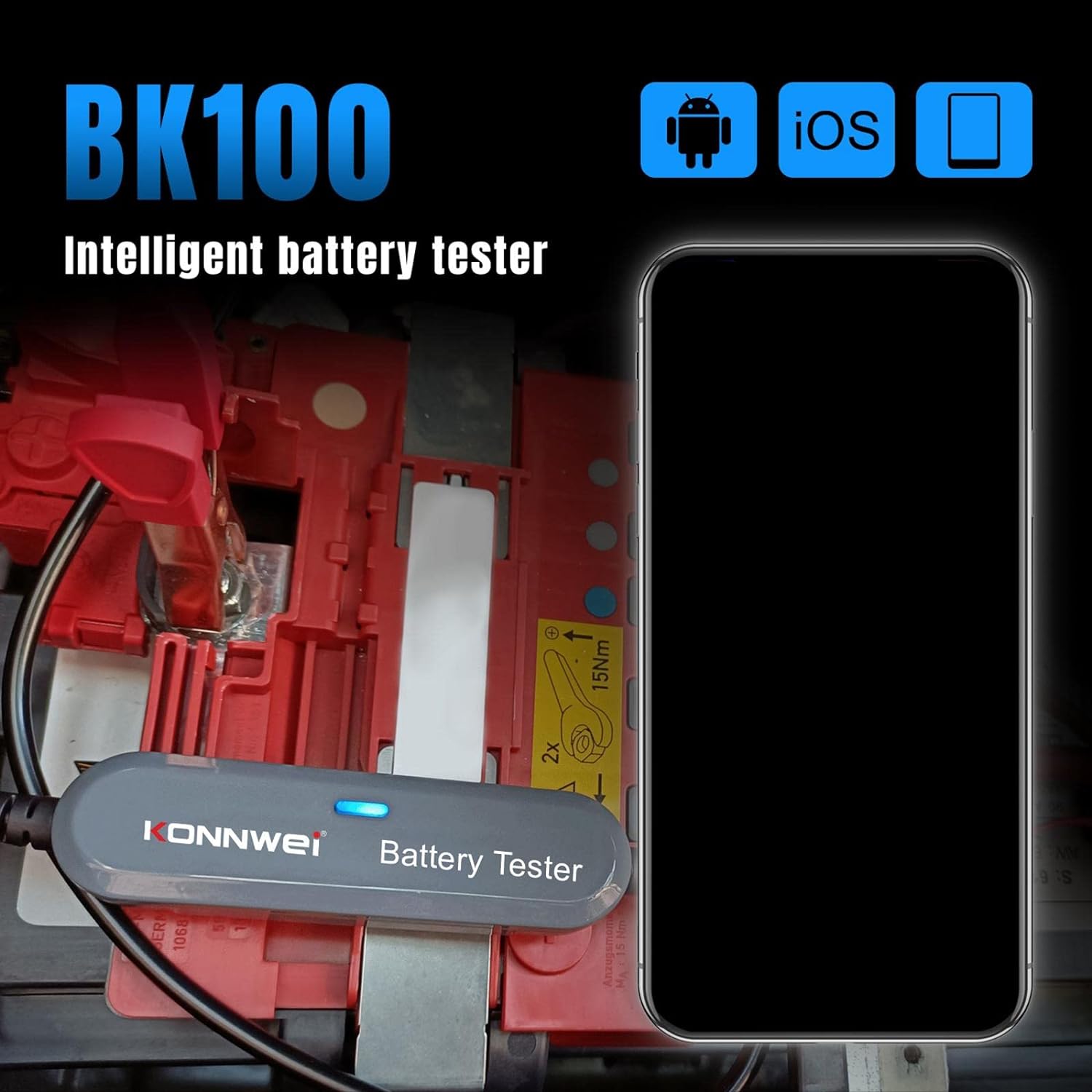 Αναλογικό Διαγνωστικό Μπαταριών - Automotive Battery Tester με Κροκοδειλάκια και Bluetooth για iOS ή Android Konnwei Αναλογικό Διαγνωστικό Μπαταριών - Automotive Battery Tester με Κροκοδειλάκια και Bluetooth για iOS ή Android Konnwei