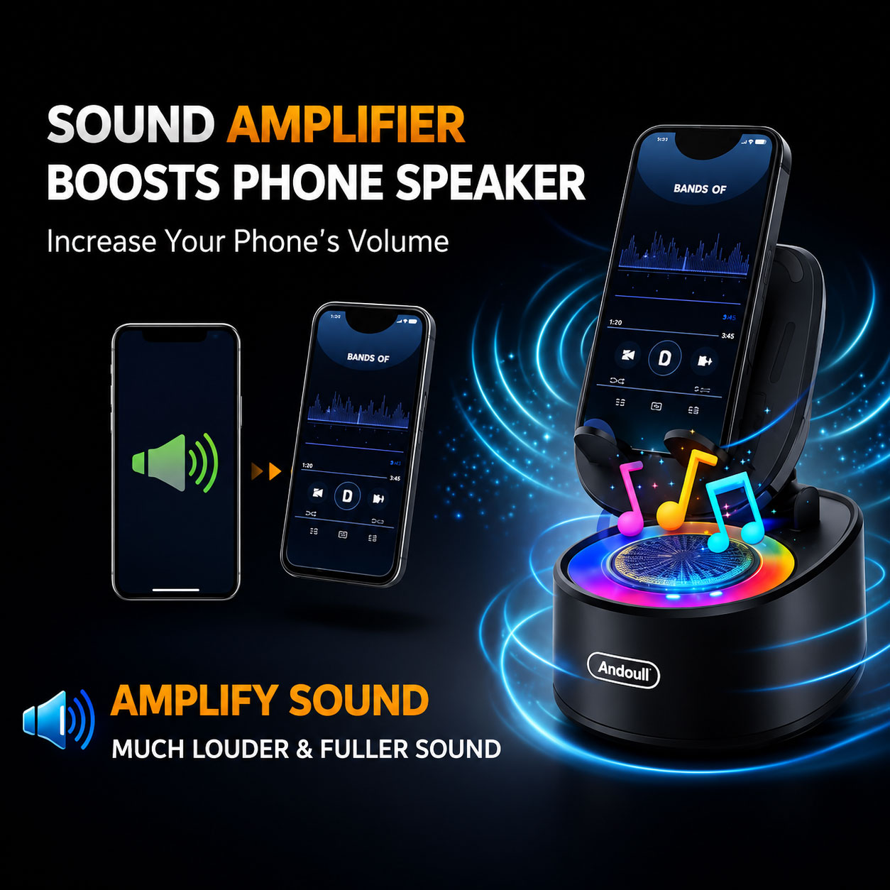 Andowl Ηχείο Bluetooth Μαύρο με Βάση Κινητού Andowl Ηχείο Bluetooth Μαύρο με Βάση Κινητού