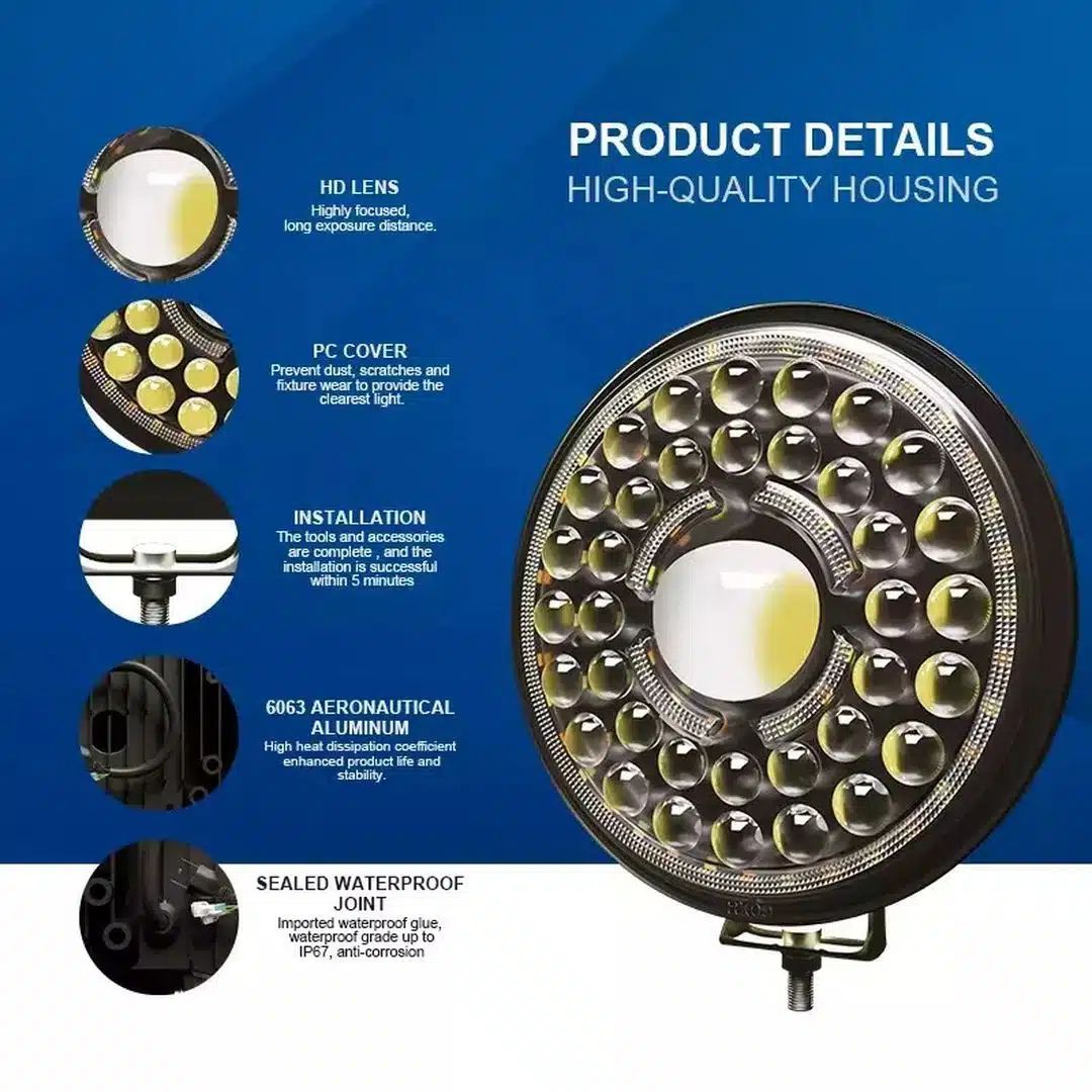 Andowl Στρογγυλός Προβολέας Αυτοκινήτου LED 12V 44W 18cm με Λευκό Φωτισμό – Μαύρο Andowl Στρογγυλός Προβολέας Αυτοκινήτου LED 12V 44W 18cm με Λευκό Φωτισμό – Μαύρο