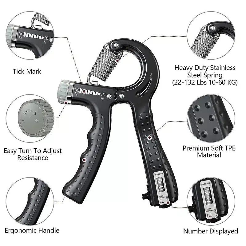 Andowl Ταναλάκι Χεριών με Αντίσταση έως 60kg Grip για Ενδυνάμωση - Εξάσκηση του Καρπού, Χεριών, Πάπιας – Μαύρο Andowl Ταναλάκι Χεριών με Αντίσταση έως 60kg Grip για Ενδυνάμωση - Εξάσκηση του Καρπού, Χεριών, Πάπιας – Μαύρο