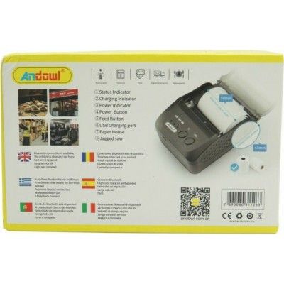 Andowl Θερμικός Εκτυπωτής Bluetooth & USB 58mm Ασύρματος Επαναφορτιζόμενος POS Andowl Θερμικός Εκτυπωτής Bluetooth & USB 58mm Ασύρματος Επαναφορτιζόμενος POS