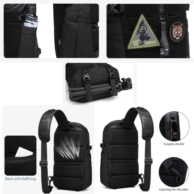 Ανδρική Αδιάβροχη Crossbody Τσάντα Antitheft με Πολλαπλές Θήκες - OZUKO Ανδρική Αδιάβροχη Crossbody Τσάντα Antitheft με Πολλαπλές Θήκες - OZUKO