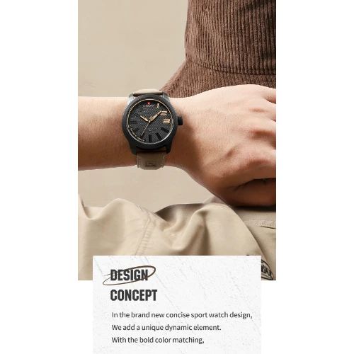 Ανδρικό Casual Ρολόι Χειρός Αδιάβροχο με Δερμάτινο Λουράκι Naviforce Καφέ Σκούρο Ανδρικό Casual Ρολόι Χειρός Αδιάβροχο με Δερμάτινο Λουράκι Naviforce Καφέ Σκούρο