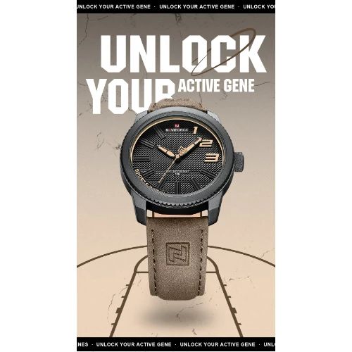 Ανδρικό Casual Ρολόι Χειρός Αδιάβροχο με Δερμάτινο Λουράκι Naviforce Καφέ Σκούρο Ανδρικό Casual Ρολόι Χειρός Αδιάβροχο με Δερμάτινο Λουράκι Naviforce Καφέ Σκούρο