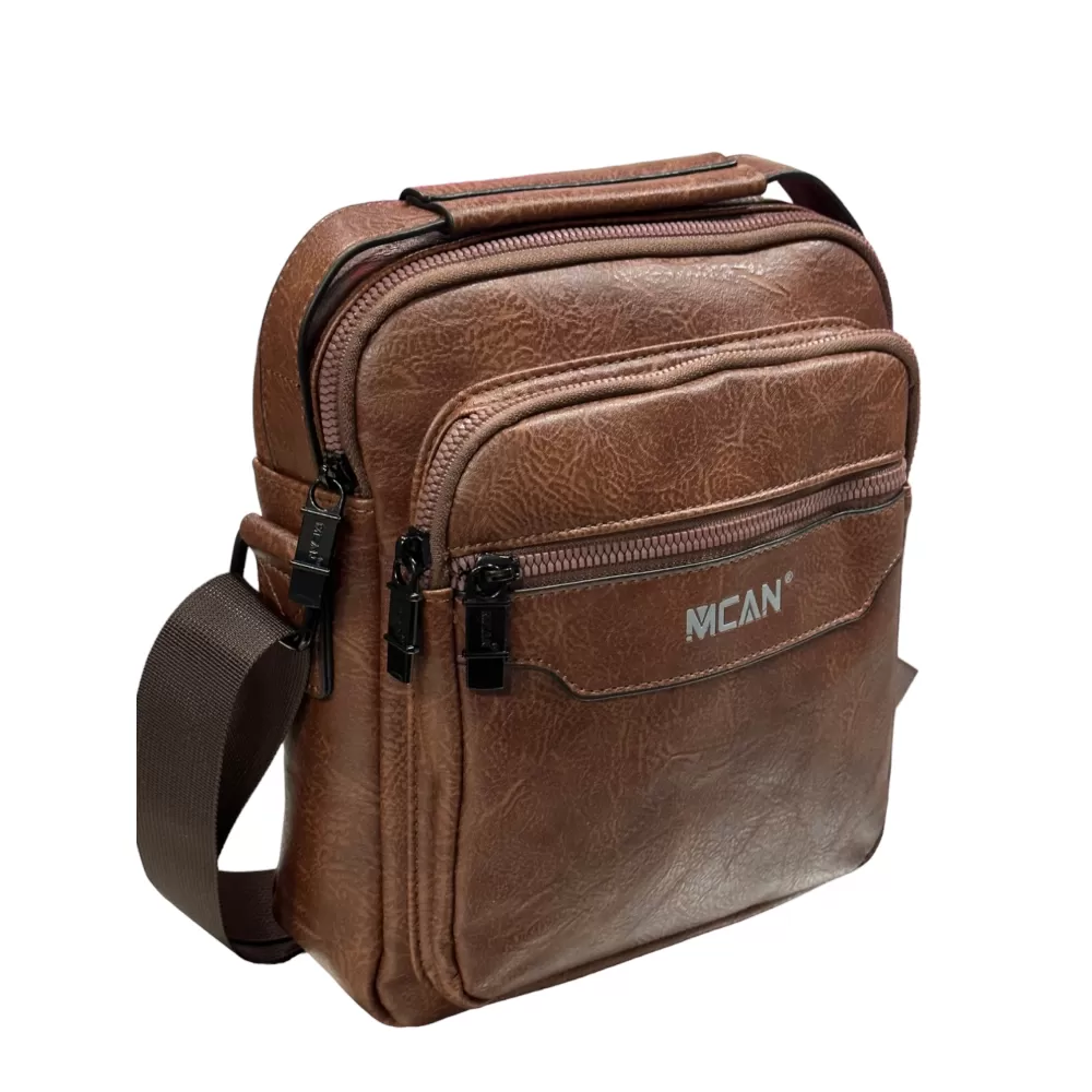 Ανδρικό Τσαντάκι Ώμου - Χειρός από Δερματίνη με Εξωτερικές Τσέπες και Φερμουάρ MCAN Ανδρικό Τσαντάκι Ώμου - Χειρός από Δερματίνη με Εξωτερικές Τσέπες και Φερμουάρ MCAN