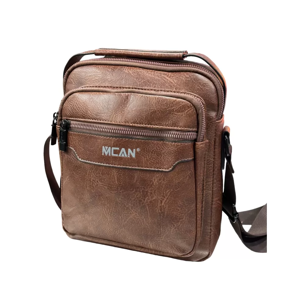 Ανδρικό Τσαντάκι Ώμου - Χειρός από Δερματίνη με Εξωτερικές Τσέπες και Φερμουάρ MCAN Ανδρικό Τσαντάκι Ώμου - Χειρός από Δερματίνη με Εξωτερικές Τσέπες και Φερμουάρ MCAN